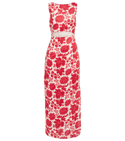 Shop Sir Cinta Cutout Floral Linen Midi Dress In Valentina Floral Print