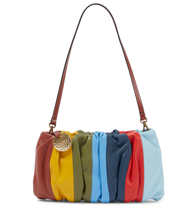 Shop Staud Riviera Bean Leather Shoulder Bag In Rainbow