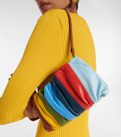 Shop Staud Riviera Bean Leather Shoulder Bag In Rainbow