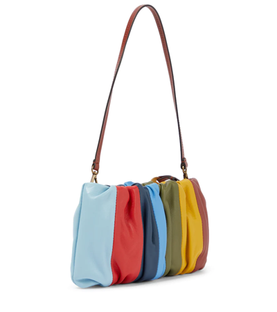 Shop Staud Riviera Bean Leather Shoulder Bag In Rainbow