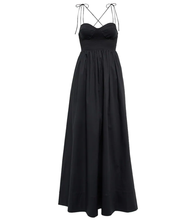 Shop Staud Landry Cotton Midi Dress In Black