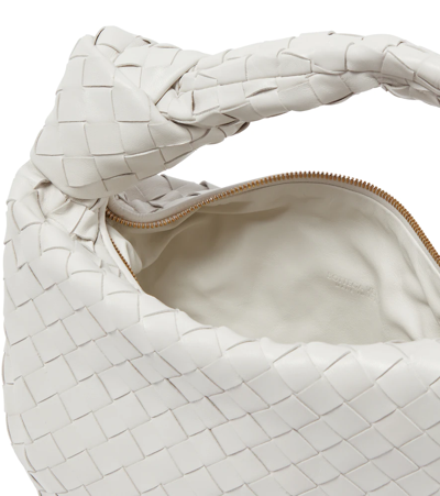 Shop Bottega Veneta Jodie Teen Leather Tote Bag In White-gold
