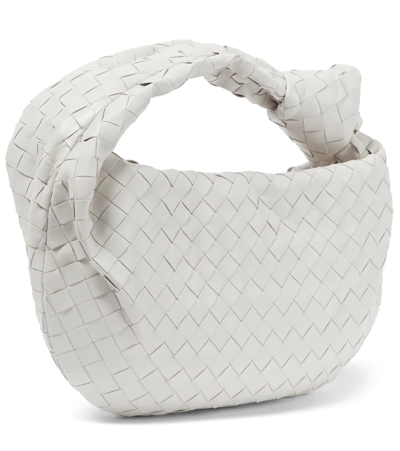 Shop Bottega Veneta Jodie Teen Leather Tote Bag In White-gold