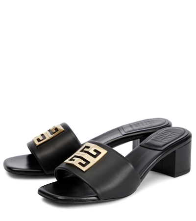 Shop Givenchy 4g Leather Mules In Black