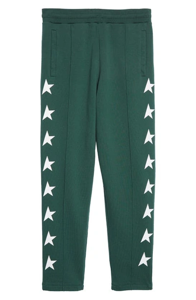 Shop Golden Goose Star Print Cotton Joggers In Bright Green/ White