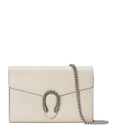 Shop Gucci Leather Dionysus Chain Wallet In White