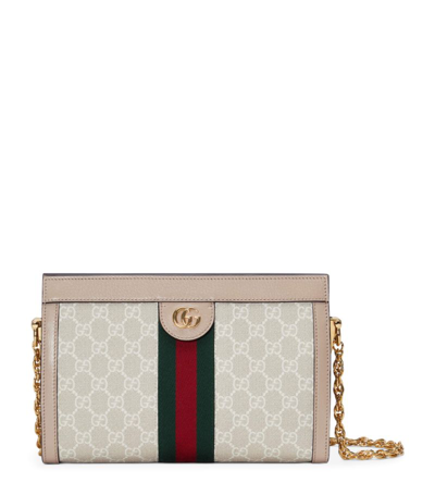 Shop Gucci Small Canvas Ophidia Gg Shoulder Bag In White