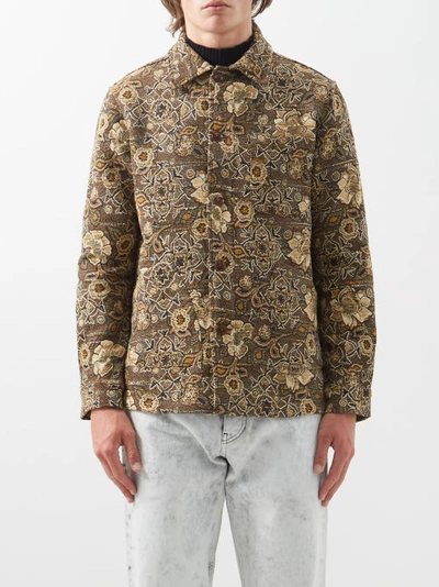 Sunflower Flower Printed Shirt Jacket In Brown | ModeSens