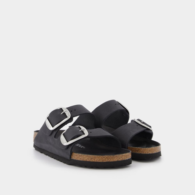 Shop Birkenstock Arizona Big Buckle Fl Mule -  - Black - Leather