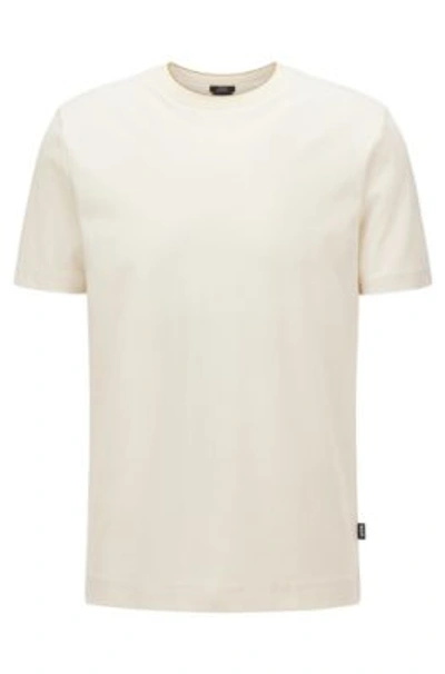 Shop Hugo Boss Slim-fit T-shirt In Honeycomb Cotton With Tipped Collar In White