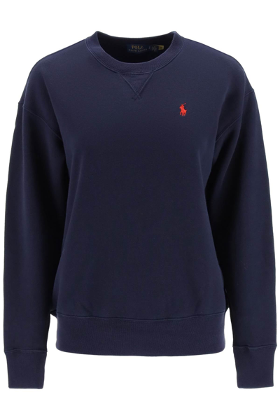 Shop Polo Ralph Lauren Sweatshirt With Embroidered Logo In Blue