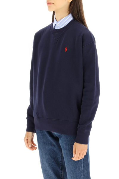 Shop Polo Ralph Lauren Sweatshirt With Embroidered Logo In Blue