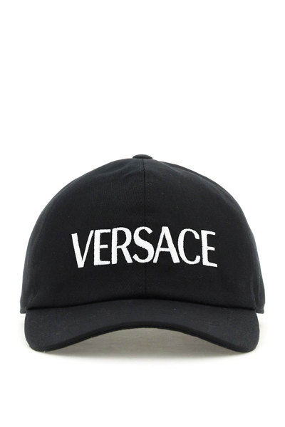 Shop Versace Baseball Cap With Logo Embroidery In Black