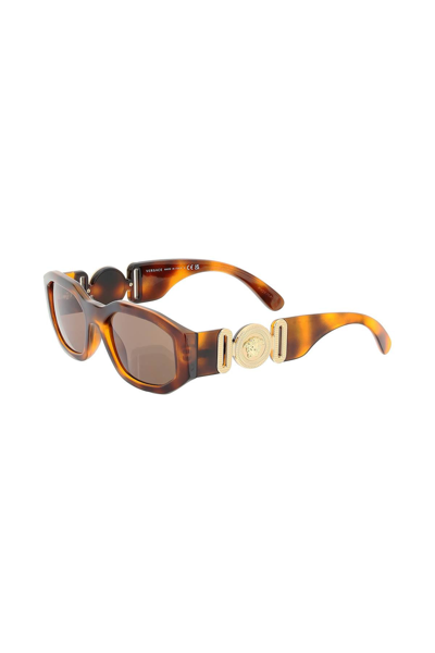 Shop Versace Medusa Biggie Sunglasses In Brown