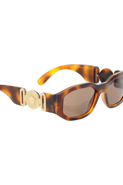 Shop Versace Medusa Biggie Sunglasses In Brown
