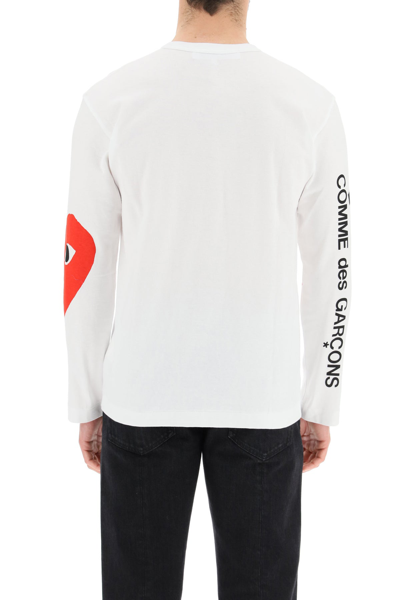 Shop Comme Des Garçons Play Comme Des Garcons Play Long-sleeved T-shirt With Logo Print In White