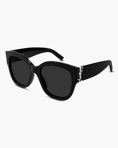 Shop Saint Laurent Women's Oversize Sunglasses In Shiny Black