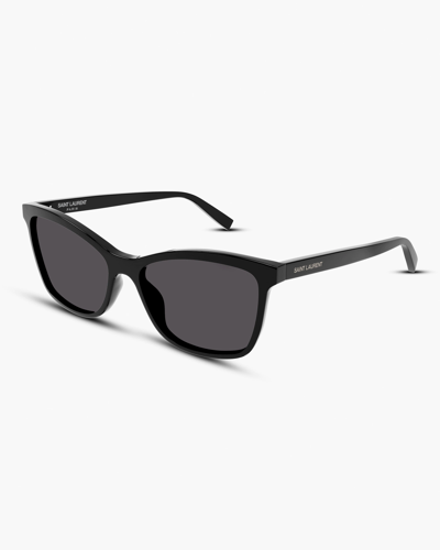 Shop Saint Laurent Cat-eye Sunglasses In Shiny Black