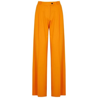 Shop Brøgger Rue Orange Wide-leg Wool-blend Trousers