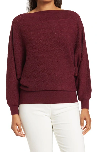 Trina Turk Halima Blouson Sleeve Merino Wool Sweater In Amaranth