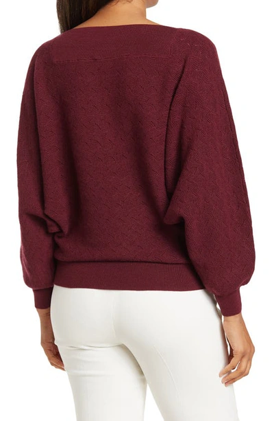 Trina Turk Halima Blouson Sleeve Merino Wool Sweater In Amaranth