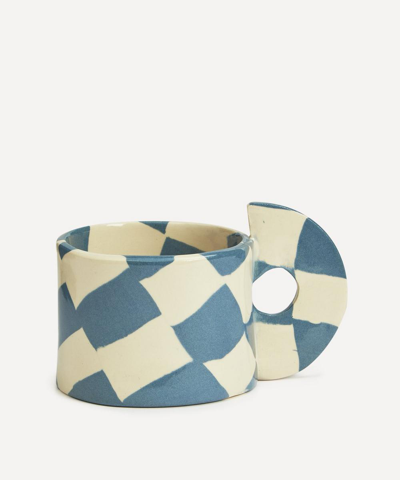 Shop Henry Holland Studio Blue And White Checkerboard Mug