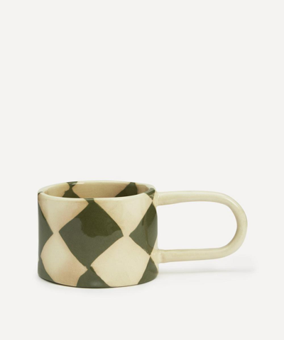 Shop Henry Holland Studio Green And White Checkerboard Loopy Mug