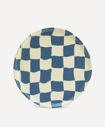 Shop Henry Holland Studio Blue And White Checkerboard Dinner Plate