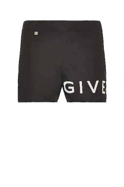 Shop Givenchy Branding Print Short Swimwear In Black