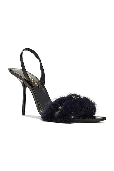 Saint Laurent Ilona Slingback Heels In Blue Notte & Nero