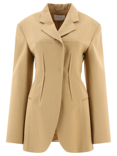 Shop Sportmax "odino" Blazer In Beige