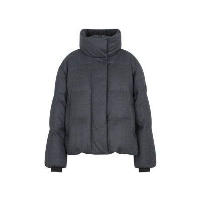 Shop Brunello Cucinelli High Neck Down Jacket Wintercoat In Grey