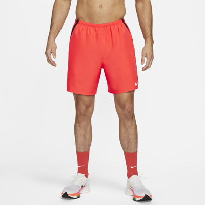 Shop Nike Challenger Men's Brief-lined Running Shorts In Bright Crimson,black