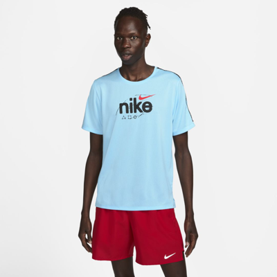 Shop Nike Men's Dri-fit Miler D.y.e. Short-sleeve Running Top In Blue