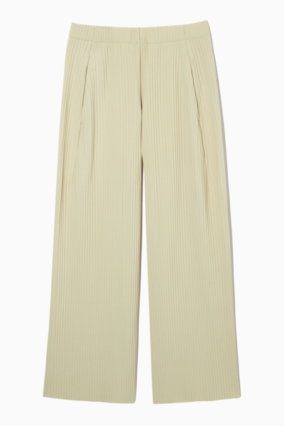 Shop Cos Pleated Elasticated Trousers In Beige