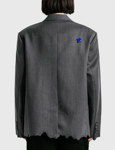 Shop Ader Error Destroyed Hem Wool Blazer In Grey