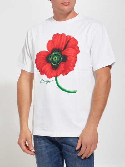 Shop Kenzo Poppy White T-shirt