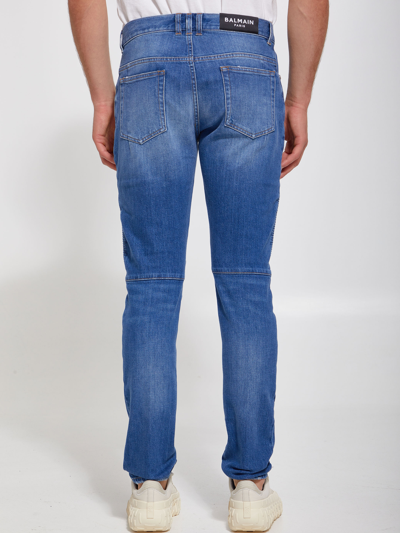 Shop Balmain Blue Denim Jeans In Light Blue