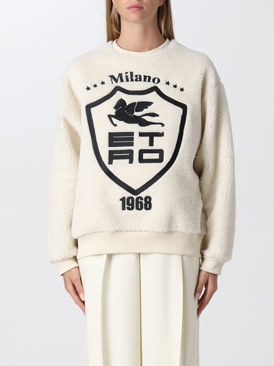 Etro Woman White Sweatshirt With Milano 1968 Logo And Pegasus 