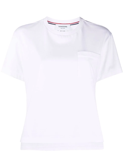 Shop Thom Browne Rwb Tab Cotton T-shirt In White