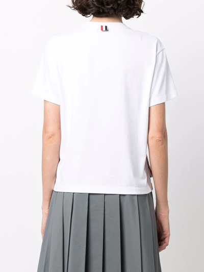 Shop Thom Browne Rwb Tab Cotton T-shirt In White