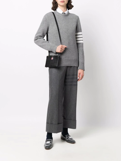 Thom Browne Thom Brown Double Zip Leather Crossbody Document Holder In Black