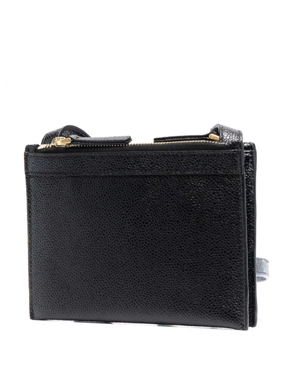 Thom Browne Thom Brown Double Zip Leather Crossbody Document Holder In Black