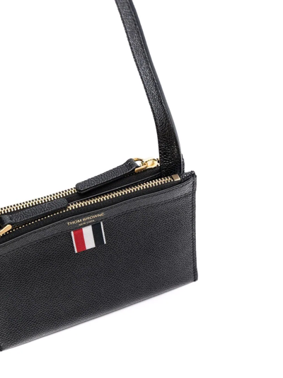 Thom Browne Thom Brown Double Zip Leather Crossbody Document Holder In Black