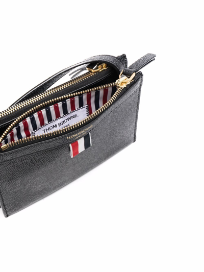 Thom Browne Thom Brown Double Zip Leather Crossbody Document Holder In Black