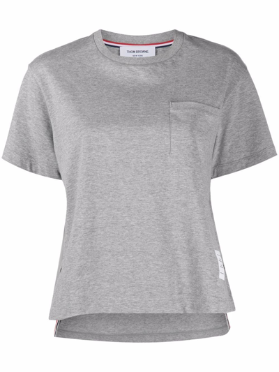 Shop Thom Browne Rwb Tab Cotton T-shirt In Grey