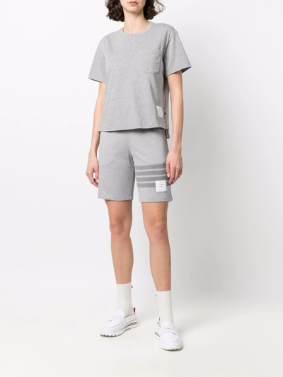 Shop Thom Browne Rwb Tab Cotton T-shirt In Grey