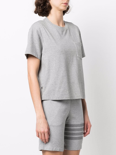 Shop Thom Browne Rwb Tab Cotton T-shirt In Grey