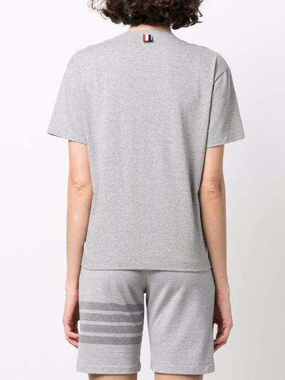 Shop Thom Browne Rwb Tab Cotton T-shirt In Grey