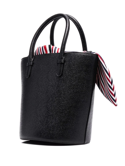Shop Thom Browne Rwb-lined Leather Bucket Bag In Black